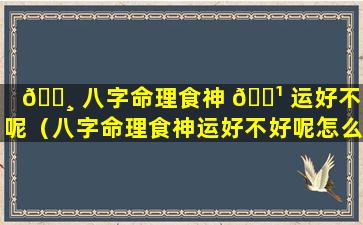 🕸 八字命理食神 🌹 运好不好呢（八字命理食神运好不好呢怎么看）